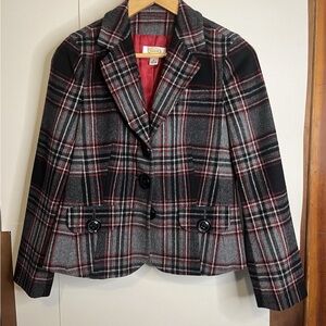 Talbots Black and Red Plaid Blazer Size 8